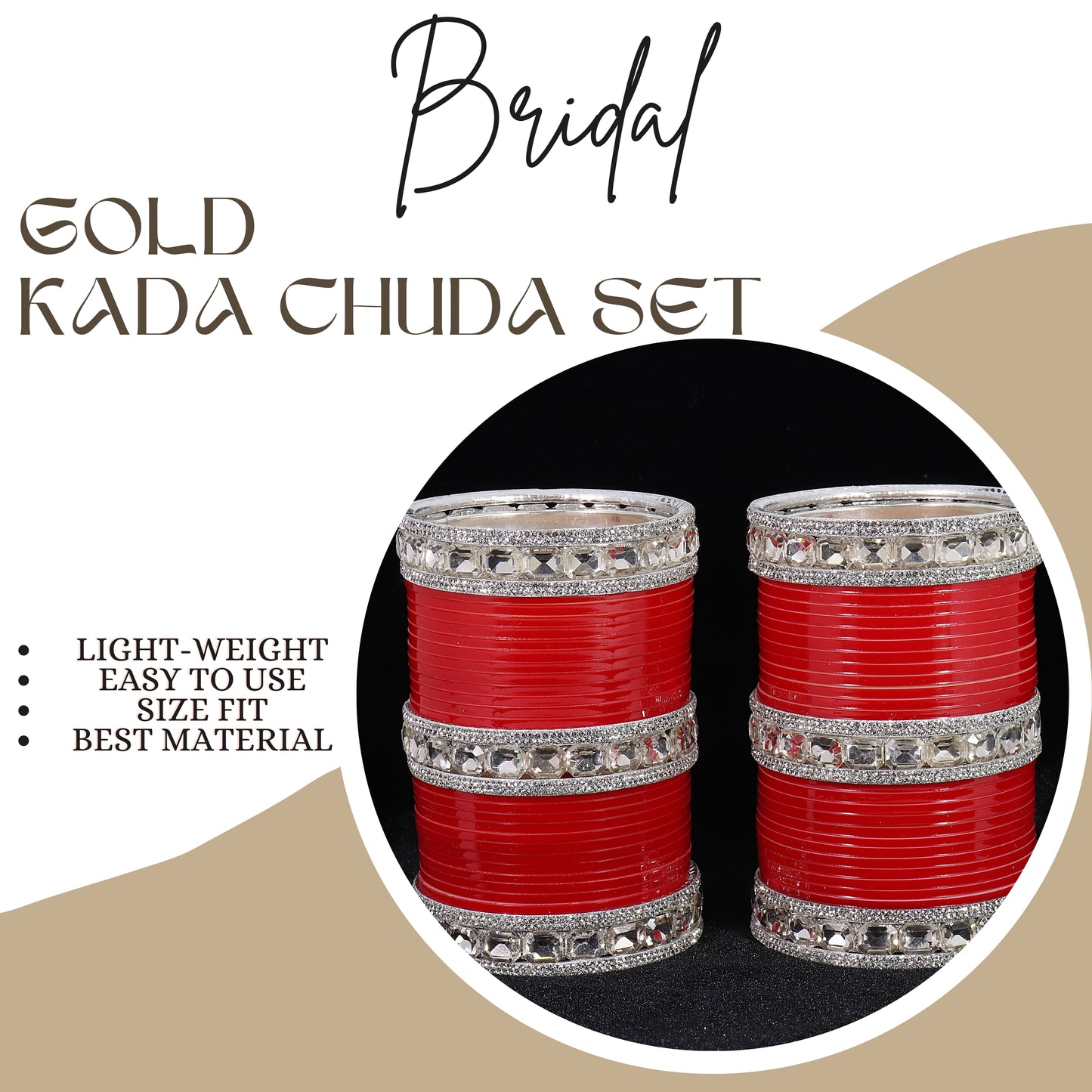 Red Acrylic Bridal Chuda – With Diamond-Cut Stone Bangles & Kada