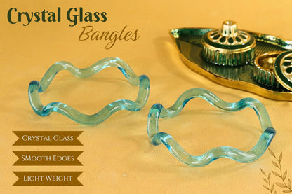 Stylish Zig Zag Crystal Glass Bangles Spiral Twisted Design Kada Set- 2
