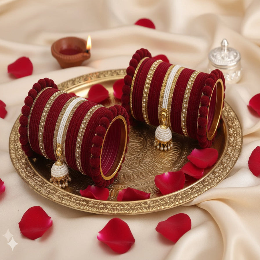 Maroon Bridal Chuda – Set of 2