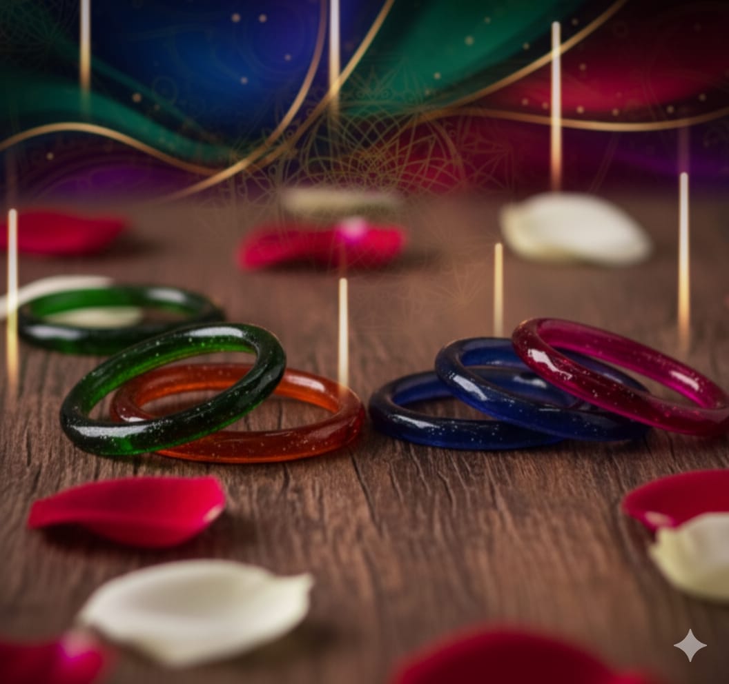 Multicolor Kada Glass Bangle Set – 12 Pieces, 6 Colors