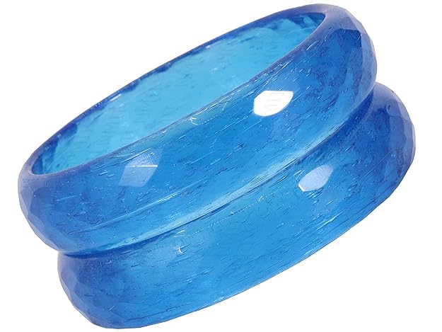 Sky Blue Opaque Glass with Diamond cut Daily Wear Finished Kada PO2