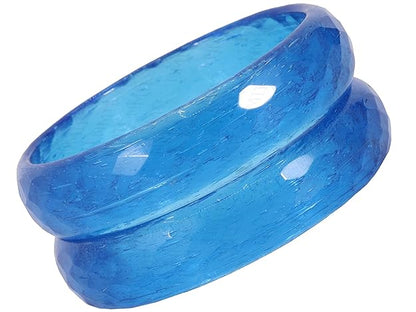 Sky Blue Opaque Glass with Diamond cut Daily Wear Finished Kada PO2