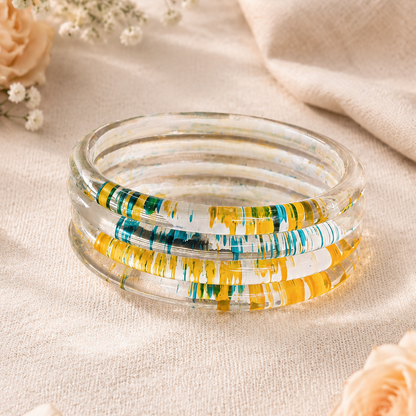 Trendy Glossy Glass Bangle Set For Women - Set Of 4