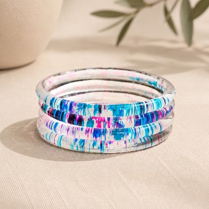 Trendy Glossy Glass Bangle Set For Women - Set Of 4