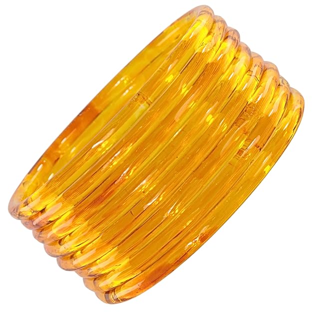 Jelly bangle Glossy Glass Ruby Yellow Bangles Set (Pack of 8) –  Ethnic Jewellery
