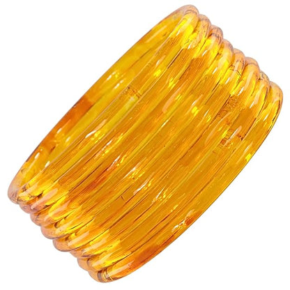 Jelly bangle Glossy Glass Ruby Yellow Bangles Set (Pack of 8) –  Ethnic Jewellery