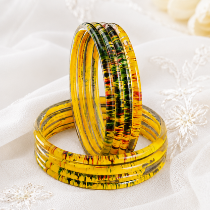 Glossy 3D Glass Bangle Set For Women - Set Of 8