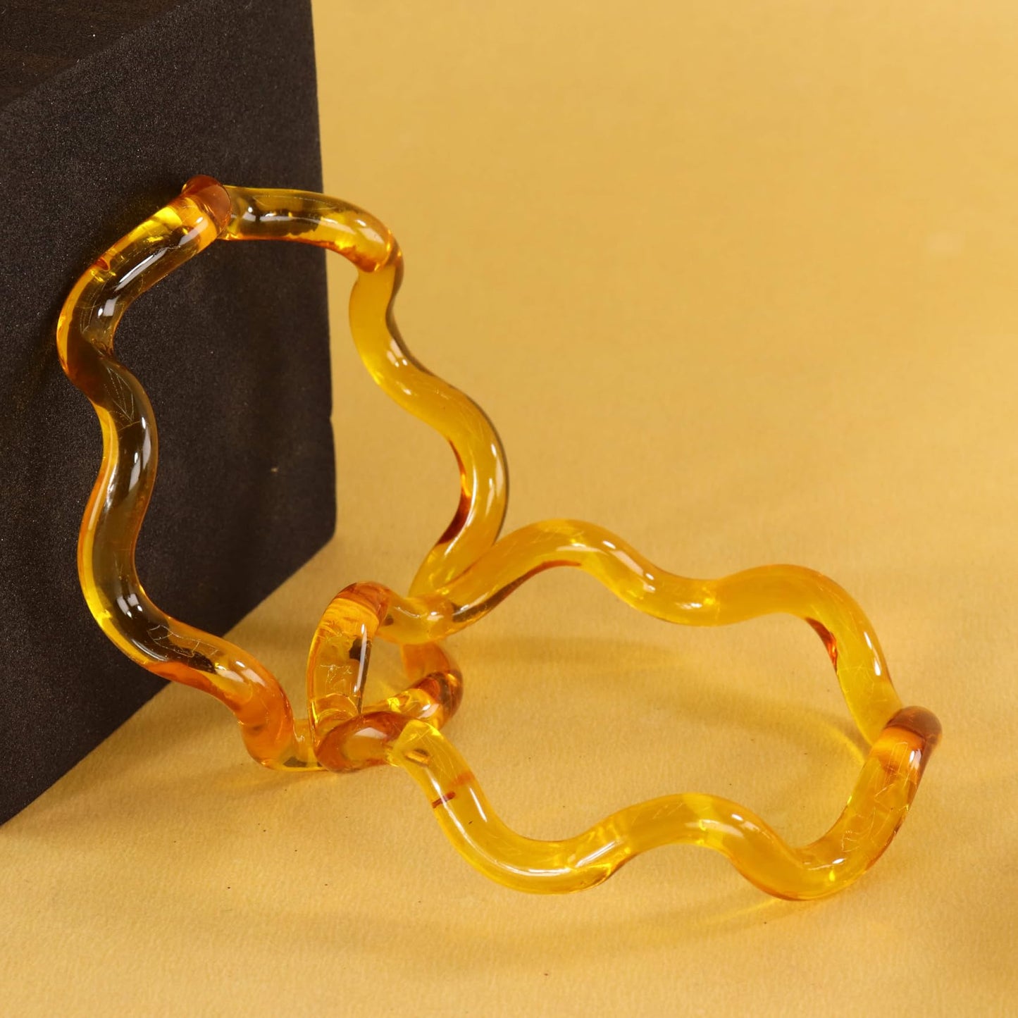 Stylish Zig Zag Crystal Glass Bangles Spiral Twisted Design Kada Set- 2