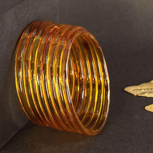 Jelly bangle Glossy Glass Ruby Yellow Bangles Set (Pack of 8) –  Ethnic Jewellery