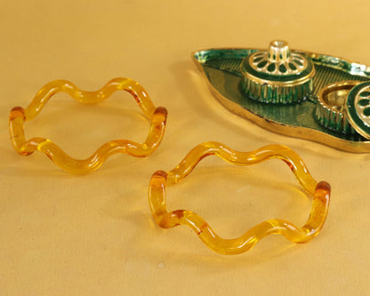 Stylish Zig Zag Crystal Glass Bangles Spiral Twisted Design Kada Set- 2