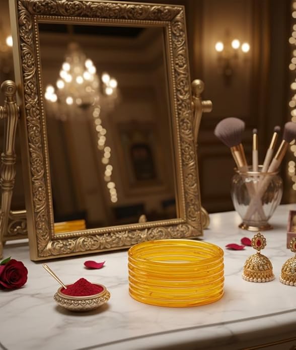 Jelly bangle Glossy Glass Ruby Yellow Bangles Set (Pack of 8) –  Ethnic Jewellery