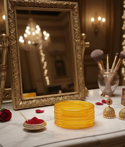 Jelly bangle Glossy Glass Ruby Yellow Bangles Set (Pack of 8) –  Ethnic Jewellery