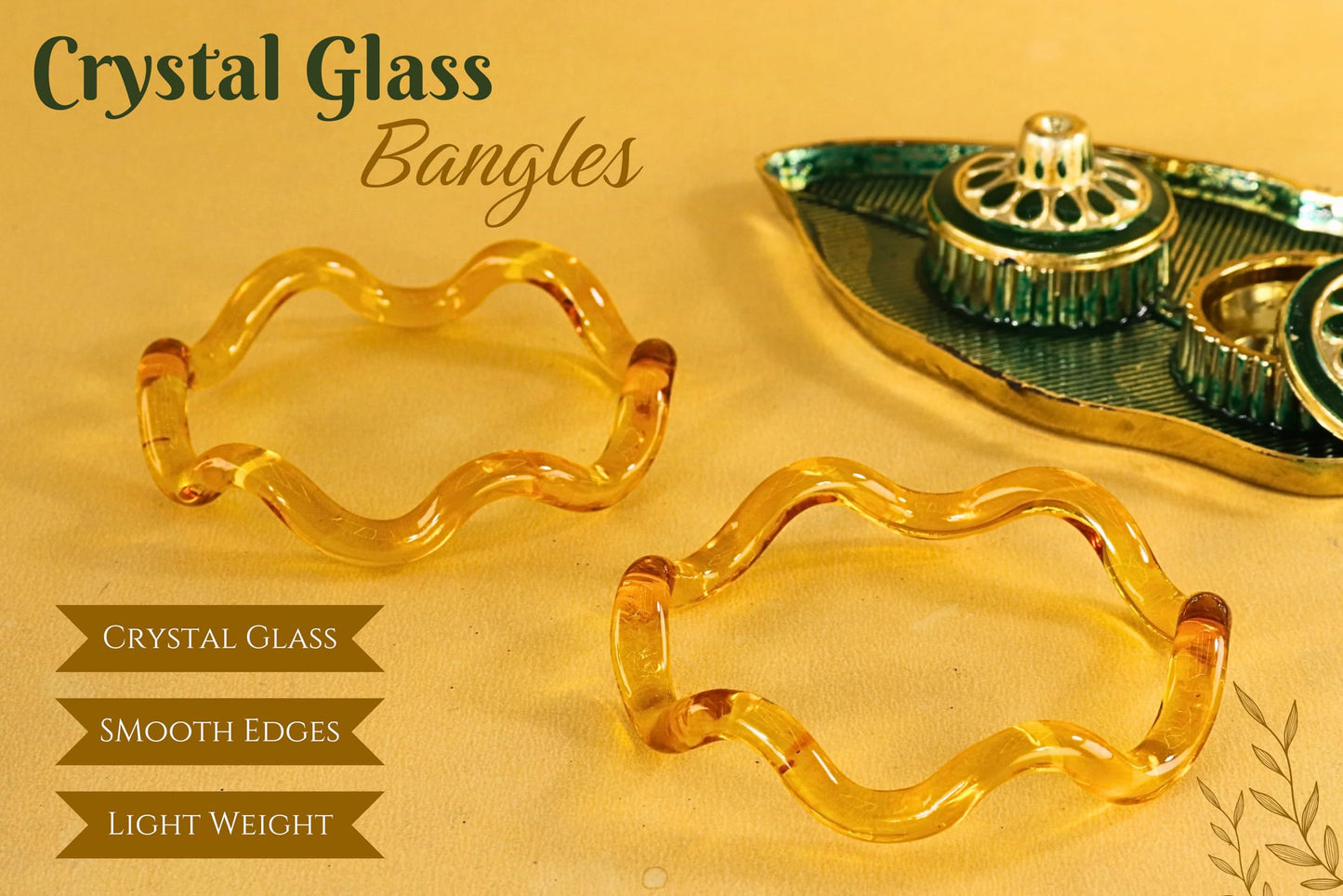 Stylish Zig Zag Crystal Glass Bangles Spiral Twisted Design Kada Set- 2