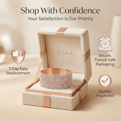 Rose Gold Silver Zircon Bangles for Women | Elegant Daily Wear & Party Jewelry Set-Pack-12