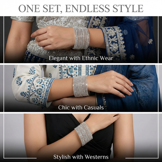 Zircon Bangles for Women | Elegant Daily Wear & Party Jewelry Set-Pack-12