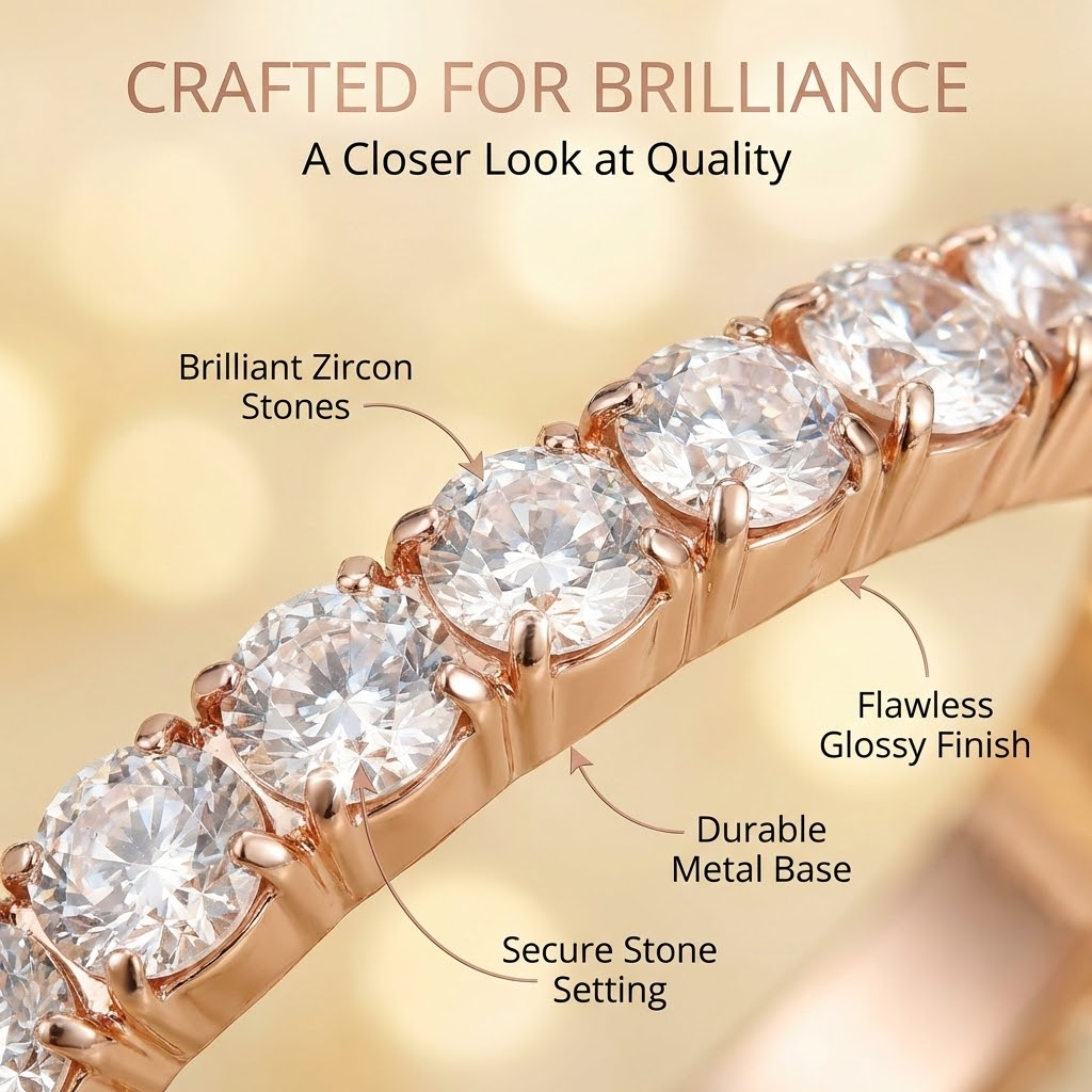 Rose Gold Silver Zircon Bangles for Women | Elegant Daily Wear & Party Jewelry Set-Pack-12