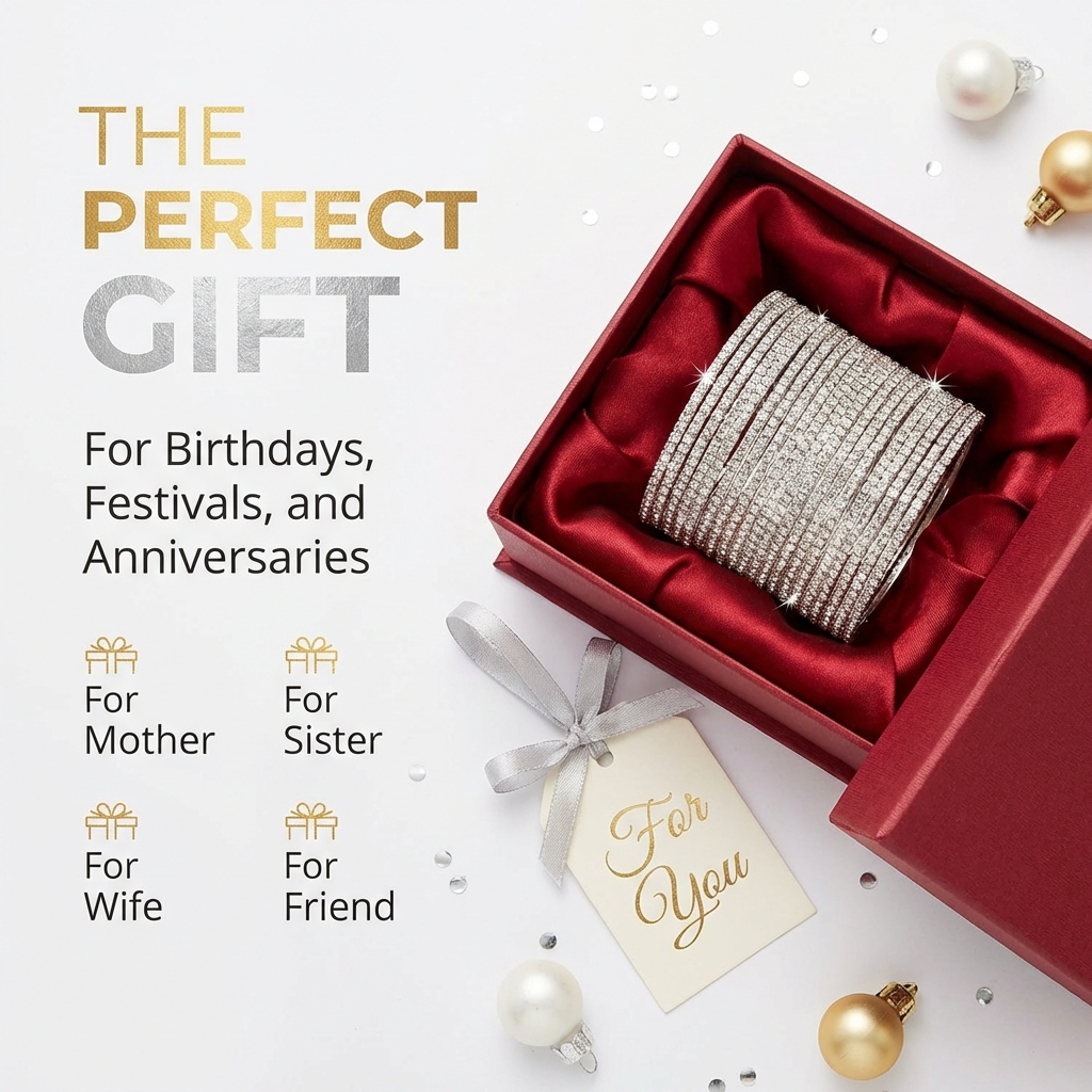 Zircon Bangles for Women | Elegant Daily Wear & Party Jewelry Set-Pack-12