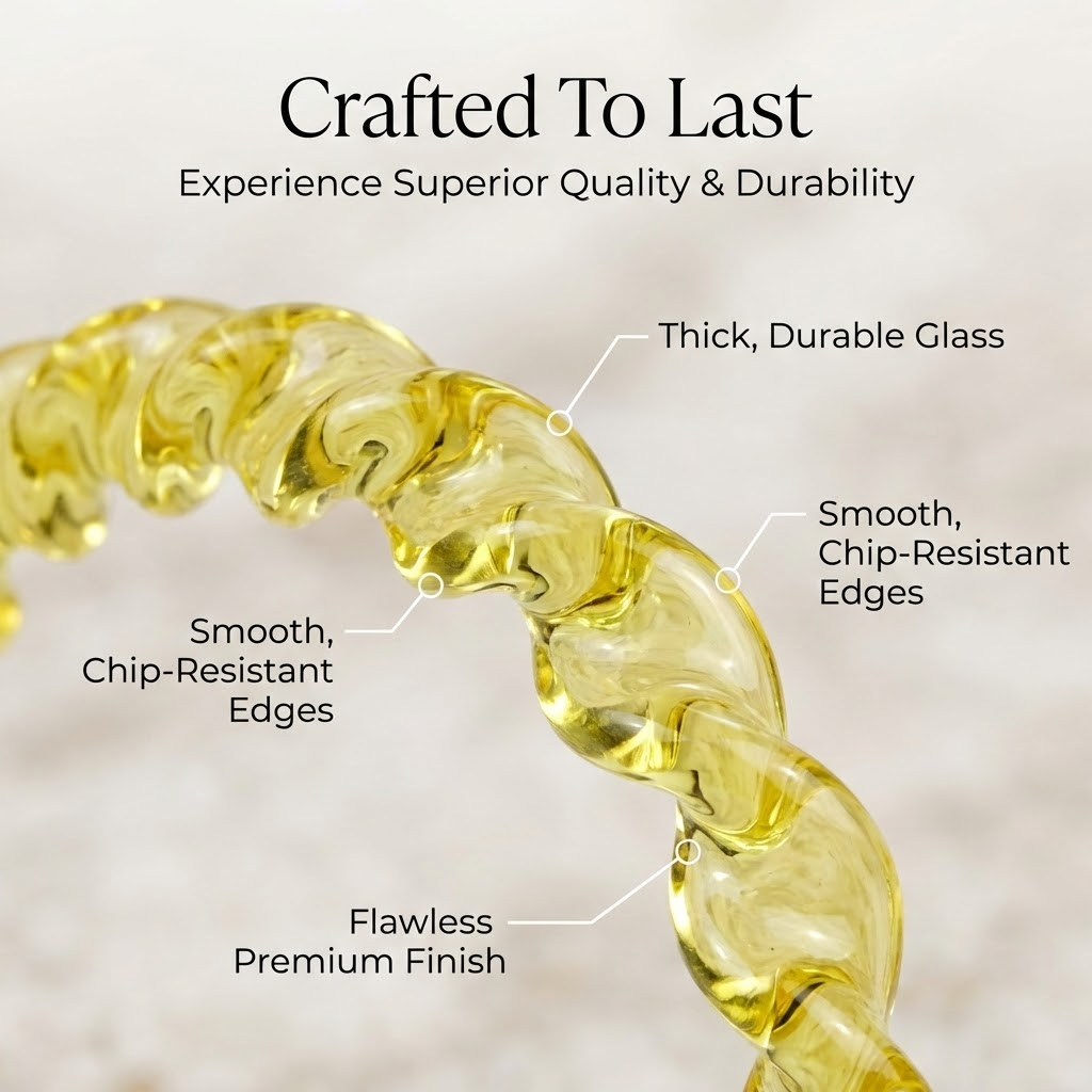 Yellow Spiral Glass Bangles – Set of 2 Designer Twist Pattern