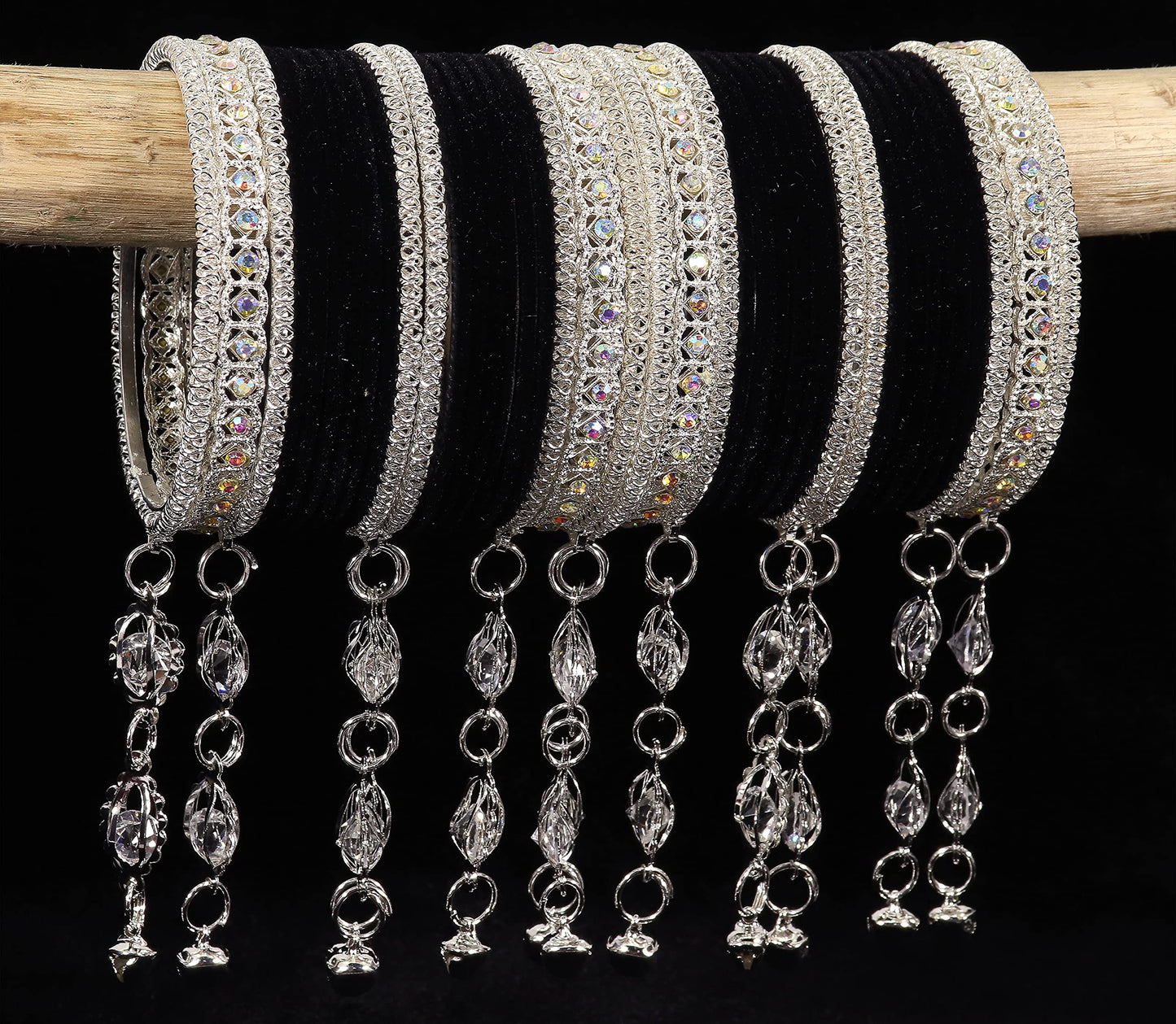 Elegant Velvet & Latkan Bangles – Festive Party Wear Collection -Pack of -40