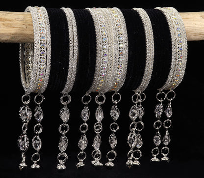 Elegant Velvet & Latkan Bangles – Festive Party Wear Collection -Pack of -40