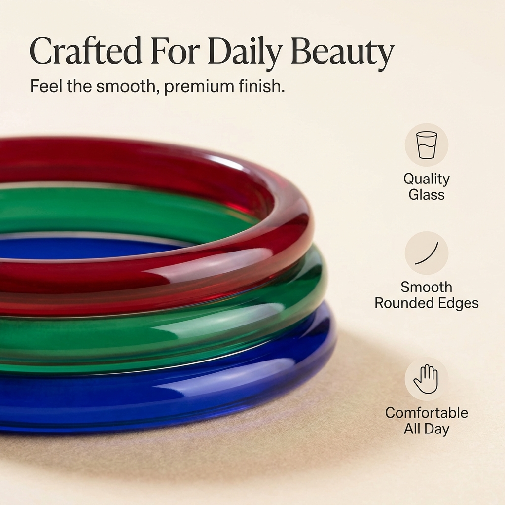 Glass  MultiColour With Glossy Finished Kada Set For Pack Of 32 Kada Set