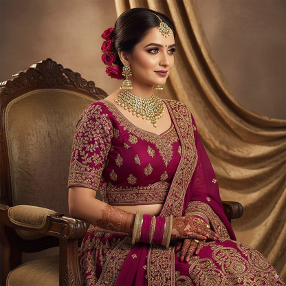 Magenta Bridal Chuda with Golden Borders – Elegant Wedding Set of 2