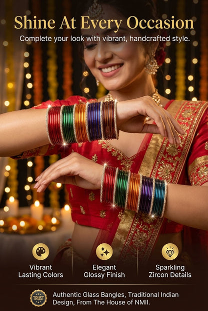 Glass Bangles Multicolor Set | Premium Ethnic Kada Churi | Pack of 144