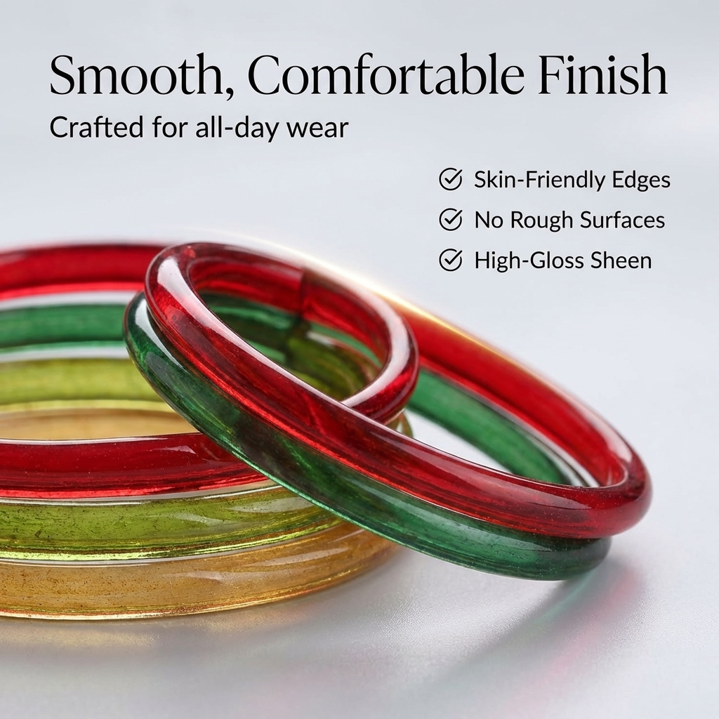 Premium Glass with Simple Or Attractive with Glossy Finished Kada Set For Women and Girls