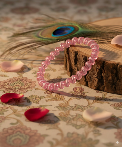 Pink Spiral Glass Bangles – Set of 2 Designer Twist Pattern