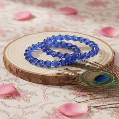 Indigoblue Spiral Glass Bangles – Set of 2 Designer Twist Pattern