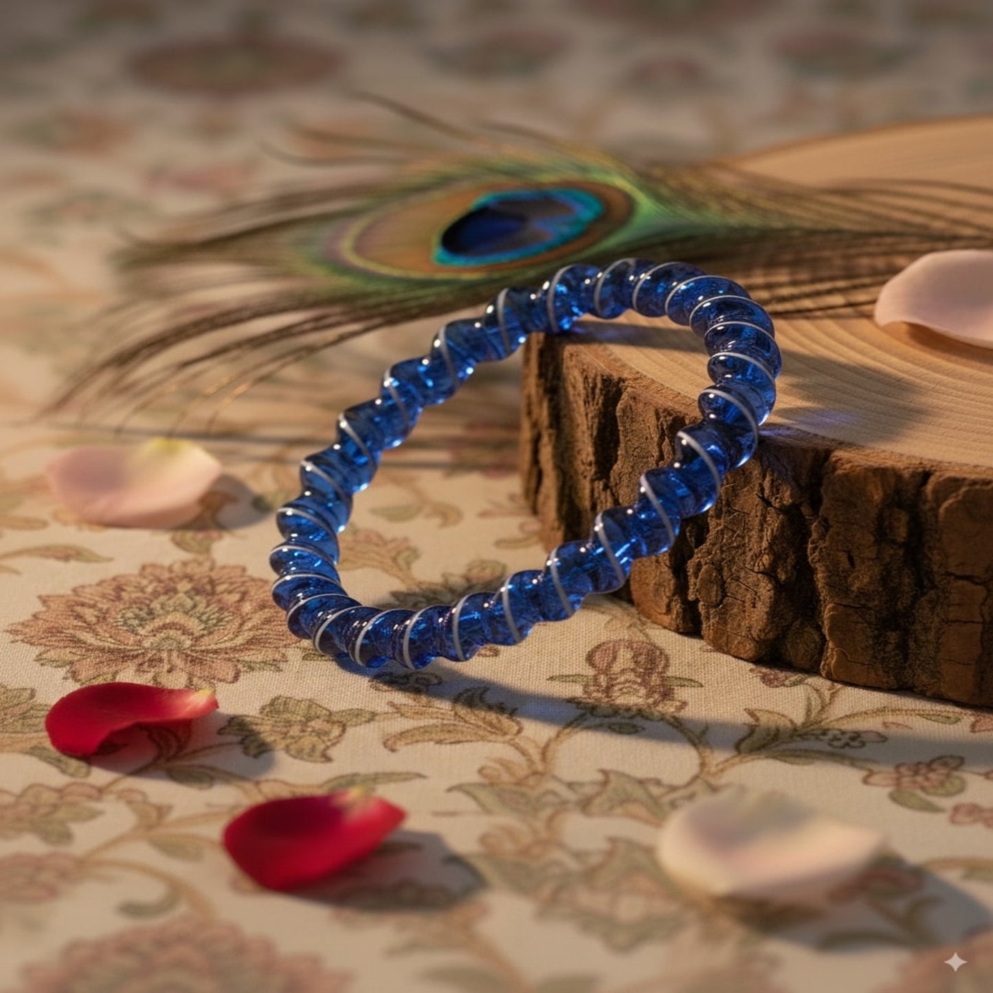 Indigoblue Spiral Glass Bangles – Set of 2 Designer Twist Pattern