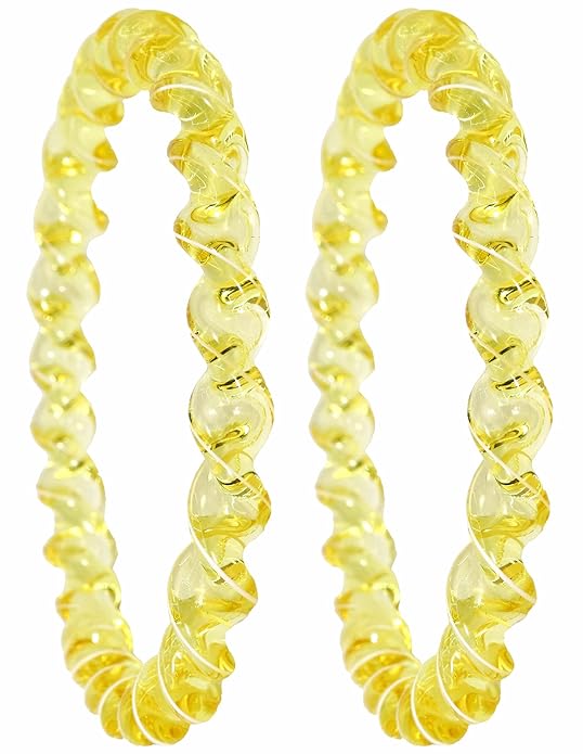 Yellow Spiral Glass Bangles – Set of 2 Designer Twist Pattern