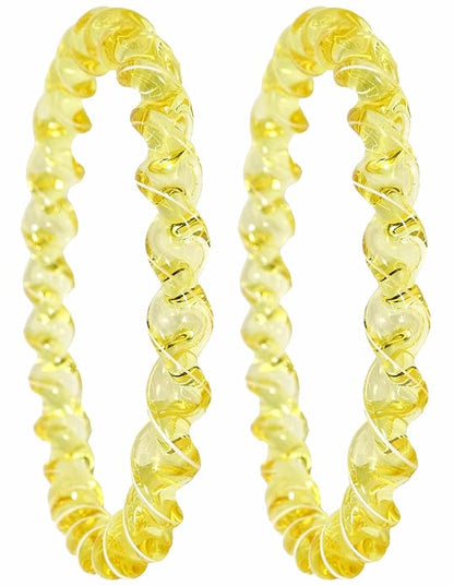 Yellow Spiral Glass Bangles – Set of 2 Designer Twist Pattern