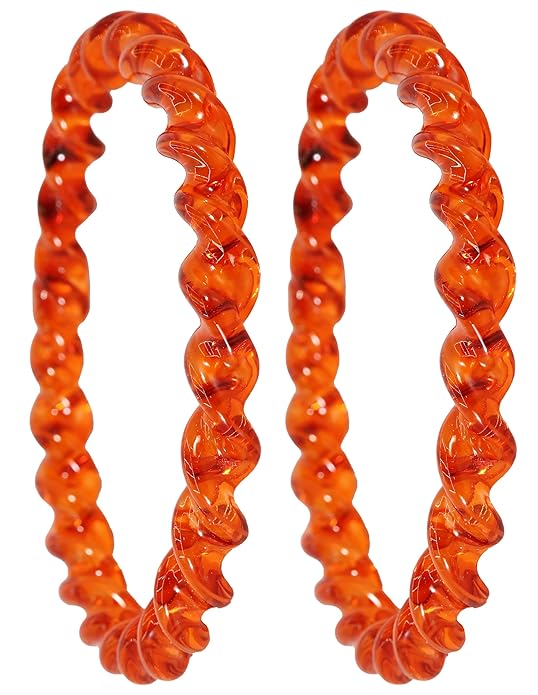 Orange Spiral Glass Bangles – Set of 2 Designer Twist Pattern