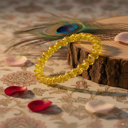 Yellow Spiral Glass Bangles – Set of 2 Designer Twist Pattern