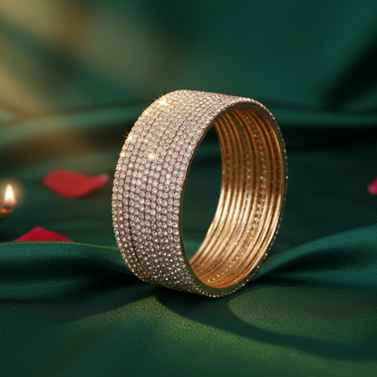 Golden-Toned Zirconia Bangles