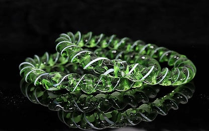 Green Spiral Glass Bangles – Set of 2 Designer Twist Pattern