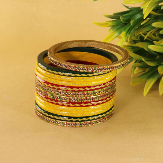RGY Premium & Gold Designer Bangles Set - Pack of 12