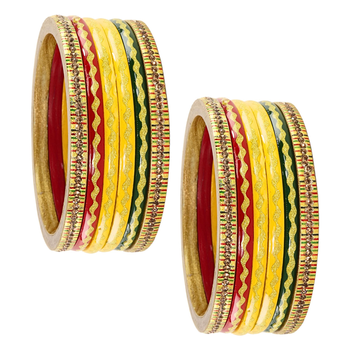 RGY Premium & Gold Designer Bangles Set - Pack of 12