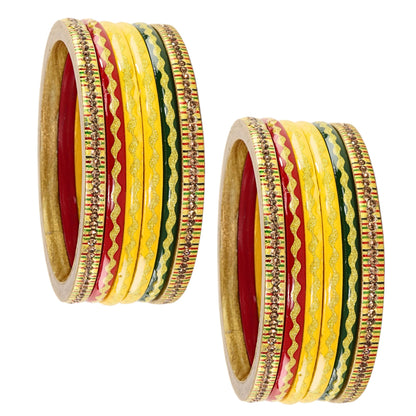 RGY Premium & Gold Designer Bangles Set - Pack of 12