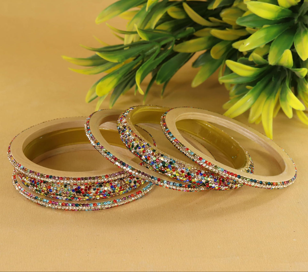 multi Designer Bangle Set Glitter Party Wear - Set of 6