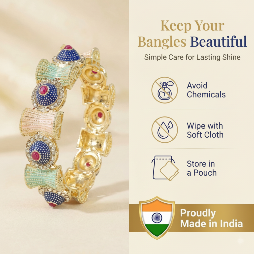 Rajwadi Kangan Set for Women & Girls | Traditional Kada with Zircon Stones & Multi-Color Enamel Work-Pack of 2