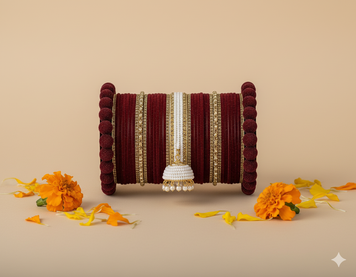 Maroon Bridal Chuda – Set of 2