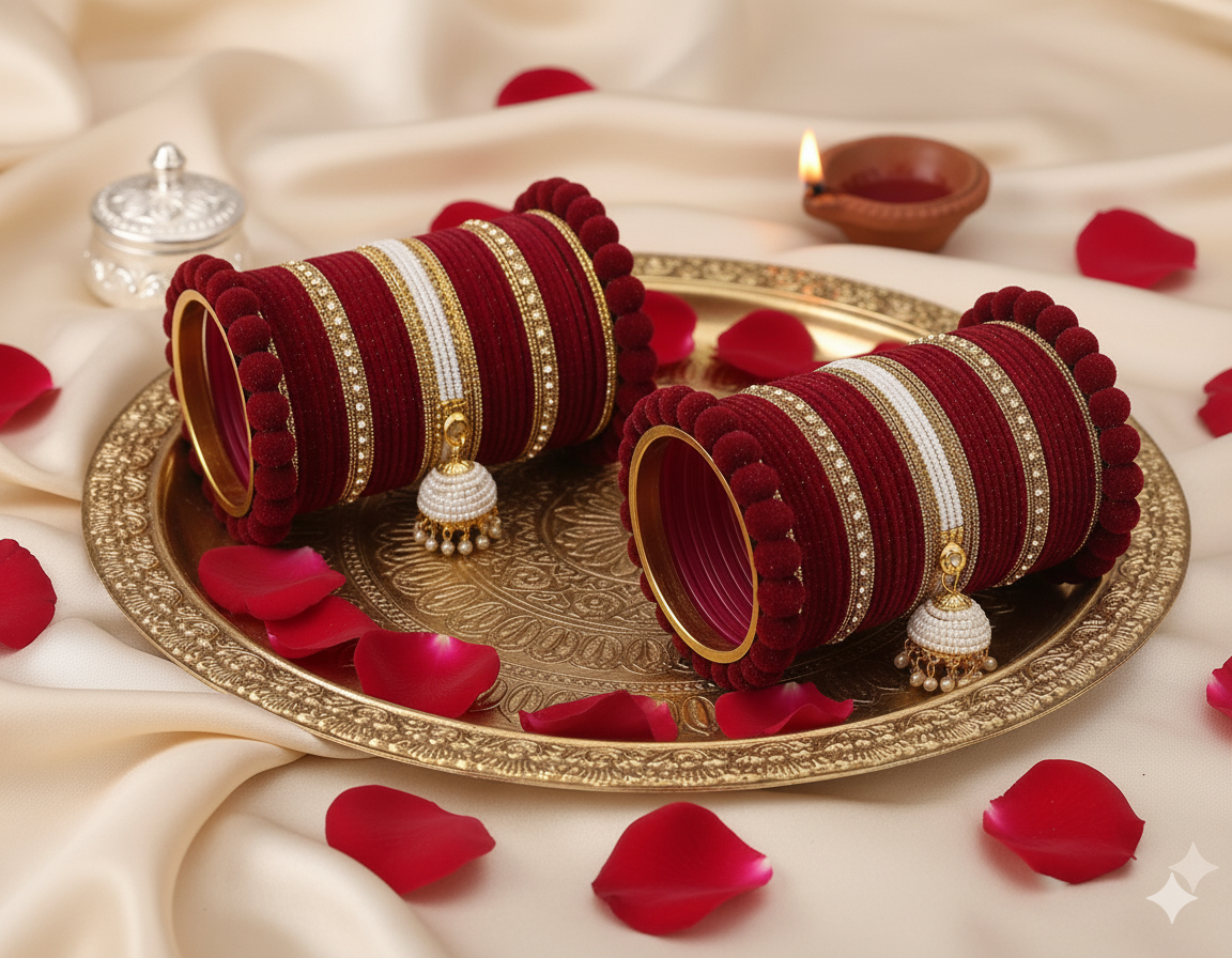 Maroon Bridal Chuda – Set of 2