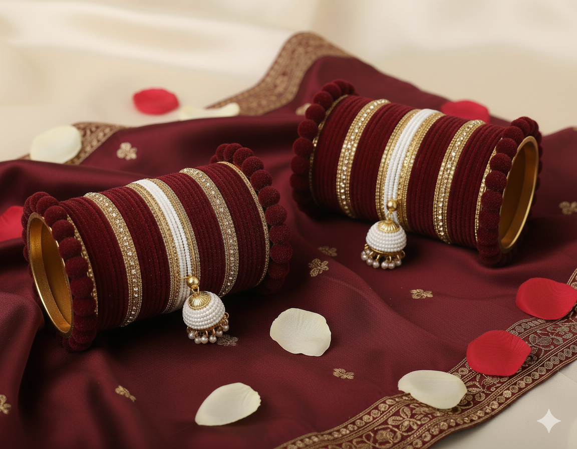 Maroon Bridal Chuda – Set of 2