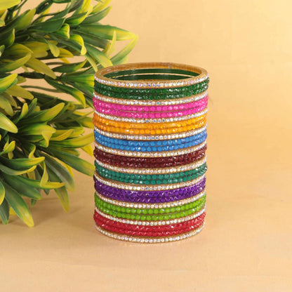 Luxury Multi-Color Crystal Kada Set | Festive Sparkle Series-Set of 56