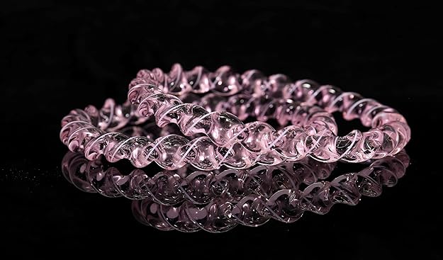 Pink Spiral Glass Bangles – Set of 2 Designer Twist Pattern