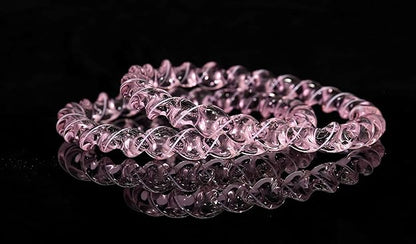 Pink Spiral Glass Bangles – Set of 2 Designer Twist Pattern