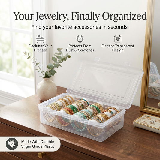 SMALL 4-Rod Bangle Box | Transparent Bangle Organizer & Storage Case