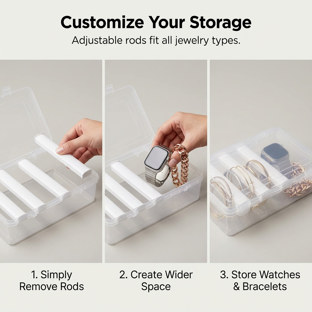 SMALL 4-Rod Bangle Box | Transparent Bangle Organizer & Storage Case